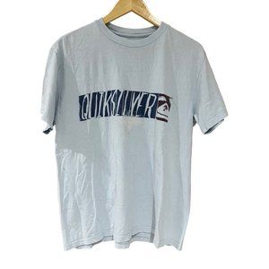 Vintage Quicksilver Y2K T-Shirt Men Large Logo Blue Distressed Surf Skate Grunge